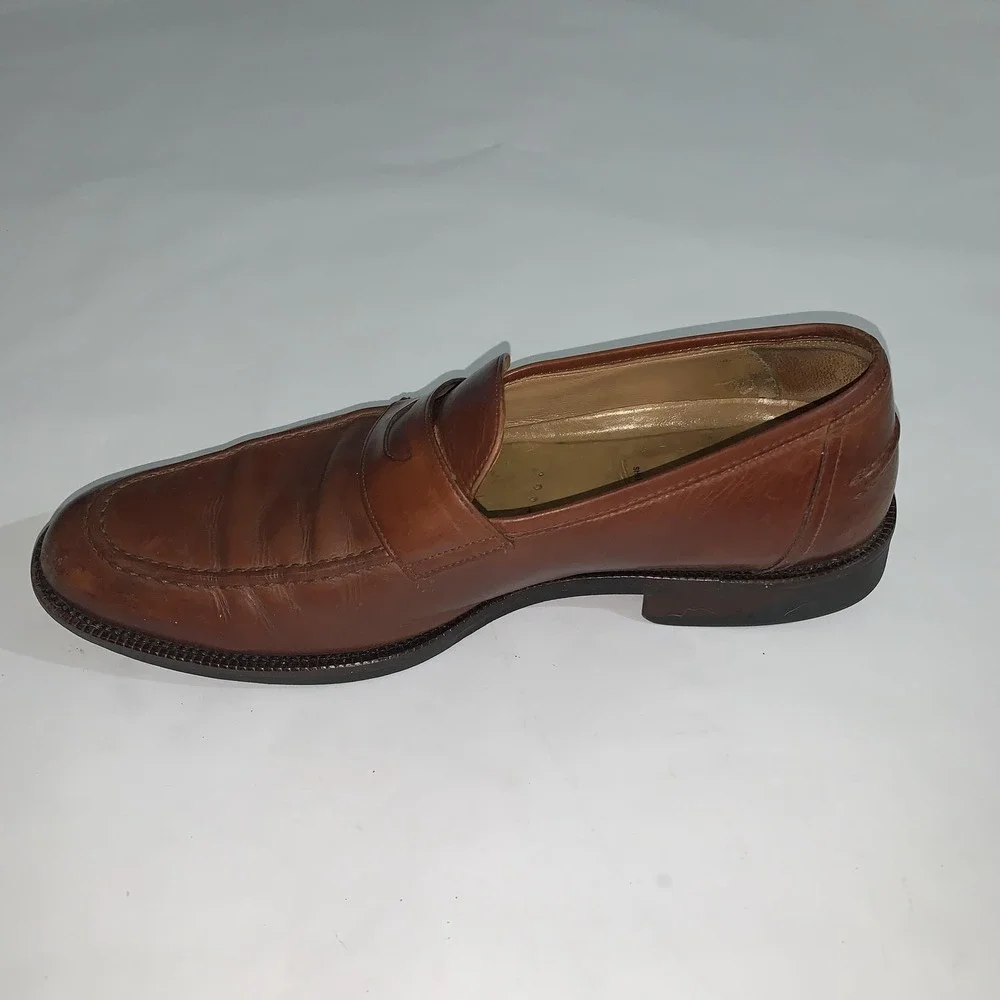 Johnston & Murphy Shoes Mens Size 9.5 Brown Leather Penny Loafers Dress Comfort
